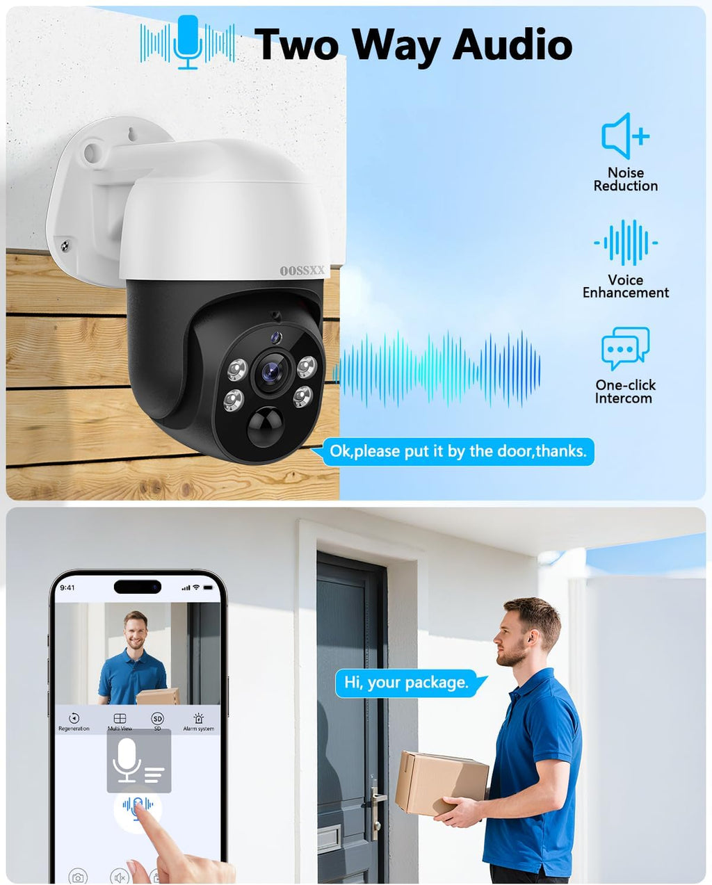 OOSSXX (2026 Upgrade) Auto-Tracking 4K 2-Way Audio PTZ PoE Outdoor Wired Security Cameras System Home Wired Cameras Video Surveillance