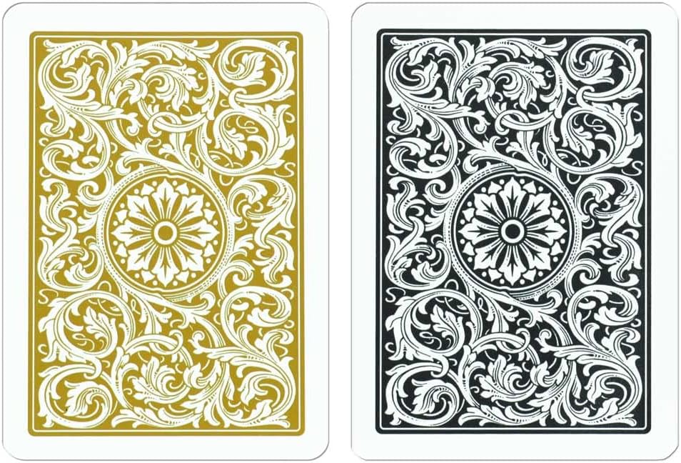 Copag 1546 Design 100% Plastic Playing Cards, Poker Size (Standard) Black/Gold (Regular Index, 6 Sets)