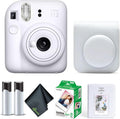 Fujifilm Instax Mini 12 Instant Camera Clay White Bundle with Fuji Instax Mini Film Value Pack (20 Sheets) + Protective Carrying Case + Photo Album + Microfiber Cleaning Cloth