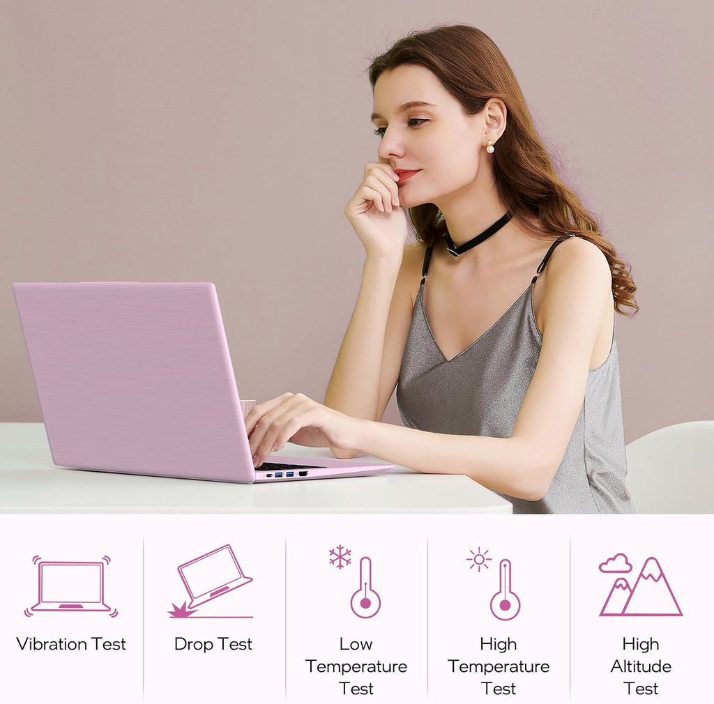 UOWAMOU 15.6-inch Laptop, 16GB RAM, 512GB SSD, FHD IPS Display Laptop Computer, N5095 Quad Core, 2.4/5G WiFi, BT4.2 Backlit and Fingerprint, Lightweight and Portable, Pink
