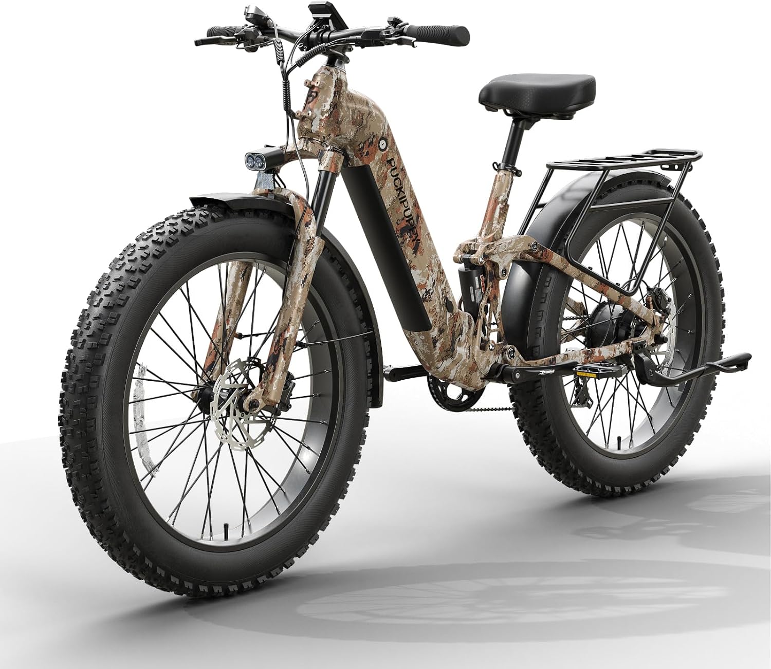 PUCKIPUPPY Electric Bike for Adults 960W, 48V 20AH Battery Adult Electric Bicycles, 26' Fat Tire Full Suspension Step-Thru Ebike, 28MPH Mountain Ebike, 7 Speed, 80Miles Range