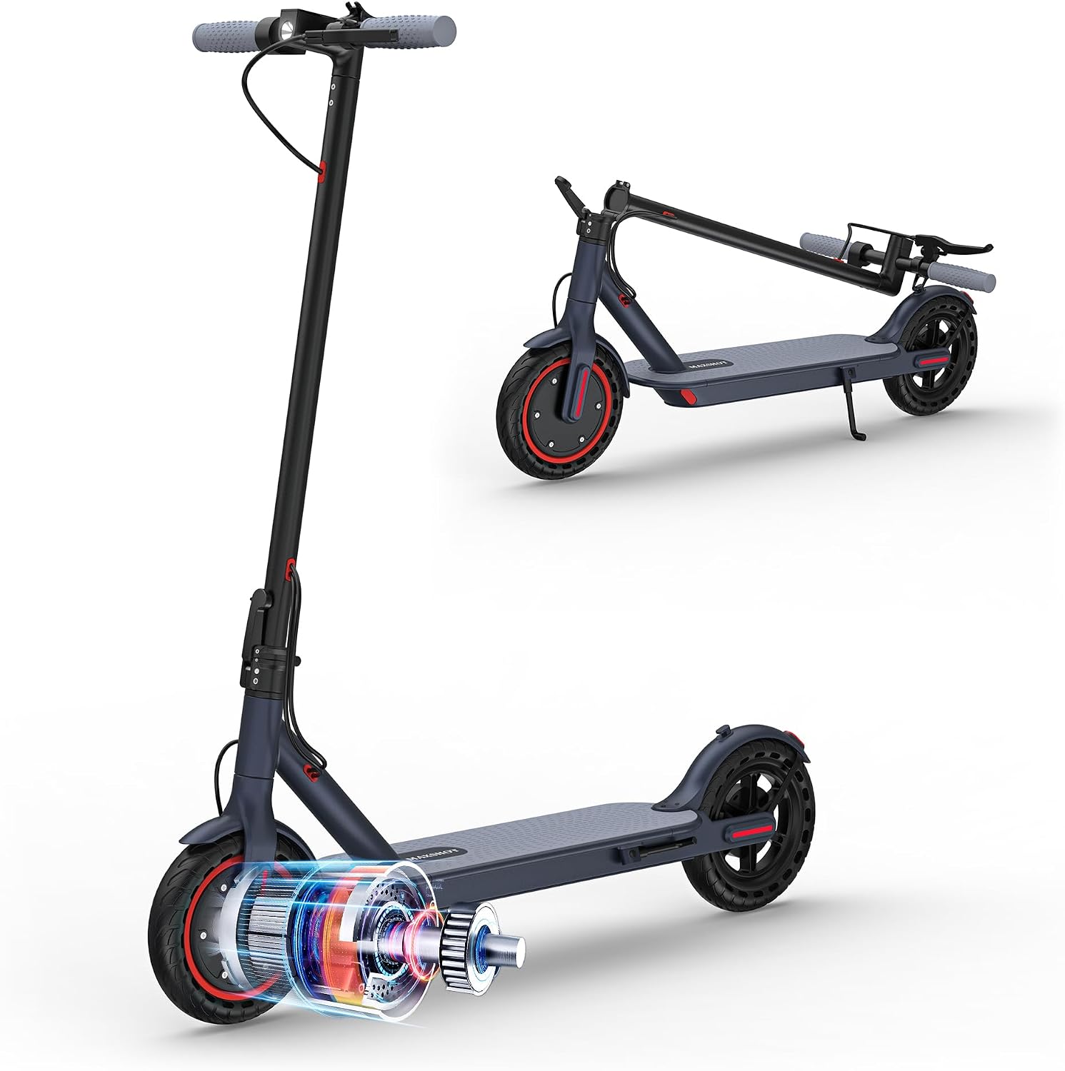 MAXSHOT Electric Scooter for Adults, 8.5/10/14' Tires, 19/22Mph, 350W/500W Motor, 21-28 Miles Range, Folding E-Scooter with Dual Suspension,APP Contro