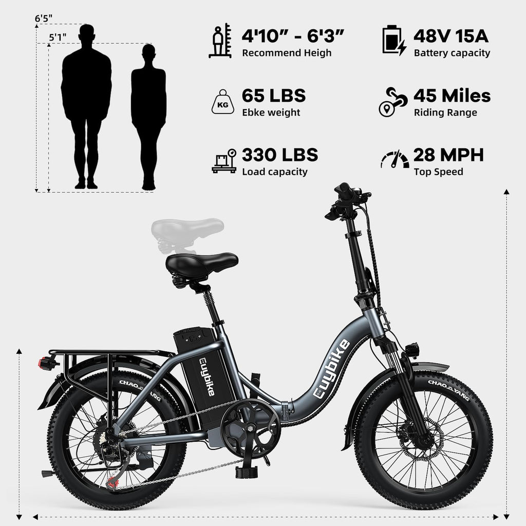 bluebiko 1000W Folding Electric Bike, 48V 20AH Removable Battery E Bike, 70 Miles Max Range, 20' Fat Tire Adults Electric Bike,7-Speed Ebike for City Commuting,Off-Roading,Mountain