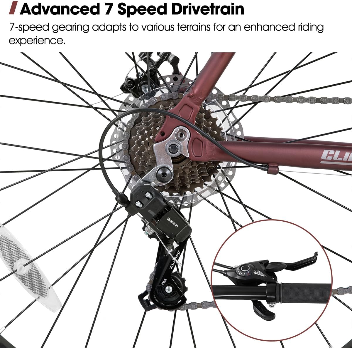 HILAND 700C Road Hybrid Bike, 7 speeds Bikes Urban City Commuter Bicycle with Disc Brake for Men Women Adult Comfortable Bicycle