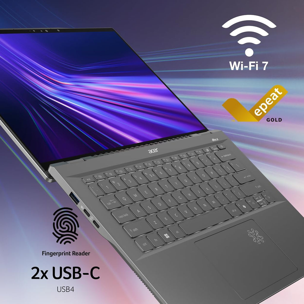acer Swift 14 AI Copilot+ PC | 14.5' 2.5K 120Hz Display | Unlock AI Experiences | Snapdragon X Plus 10-Core Processor | 16GB LPDDR5X | 1TB Gen 4 SSD | Wi-Fi 7 | Windows 11 Home | SF14-11-X128