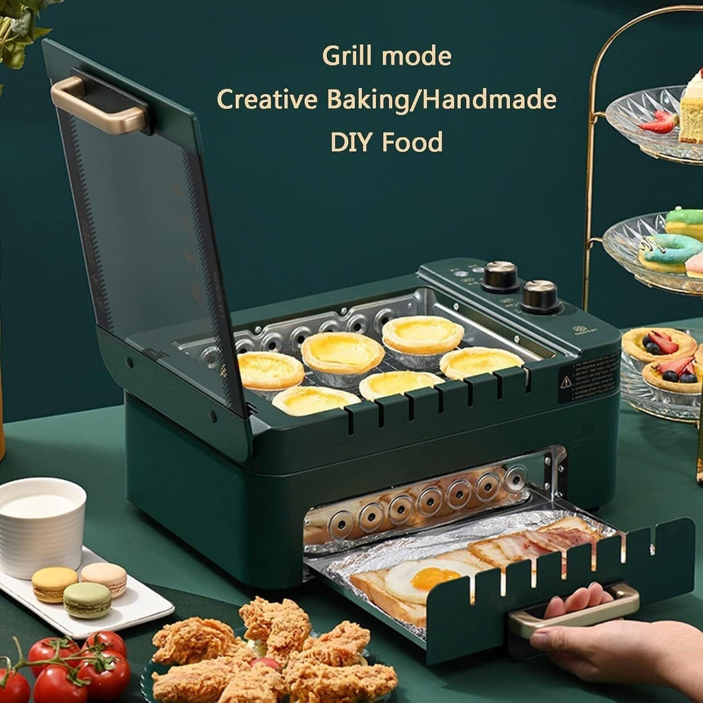 Electric Kebab BBQ Grill, 1000W Automatic Rotating Skewer Maker, 2-layer Multifunctional Smokeless Barbecue Grill, Non-Stick Surface and Temperature Control, for Parties Home