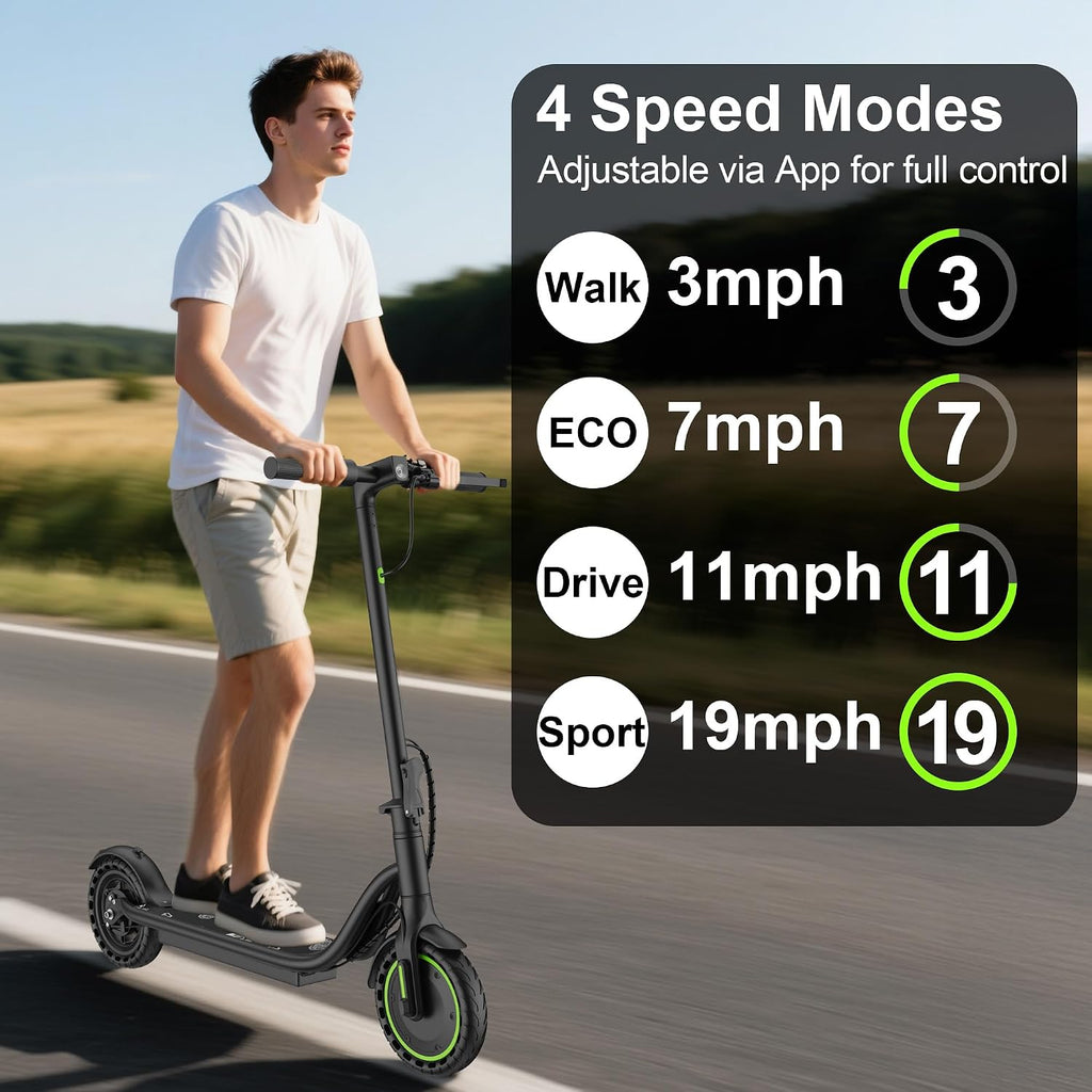 Electric Scooter, 350W-500W Motor, 19 MPH to 22MPH, 15-41 Miles Range, Dual Suspension, Dual Braking, App Control, Foldable Commuter E Scooter for Adults and Teens