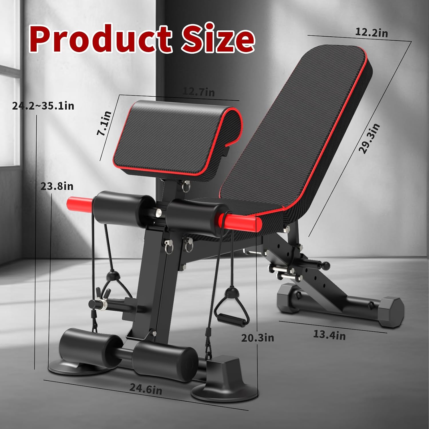 Adjustable Weight Bench,Utility Workout Bench Foldable Incline Decline Benches for Home Gym Full Body Workout,Load 600LBS