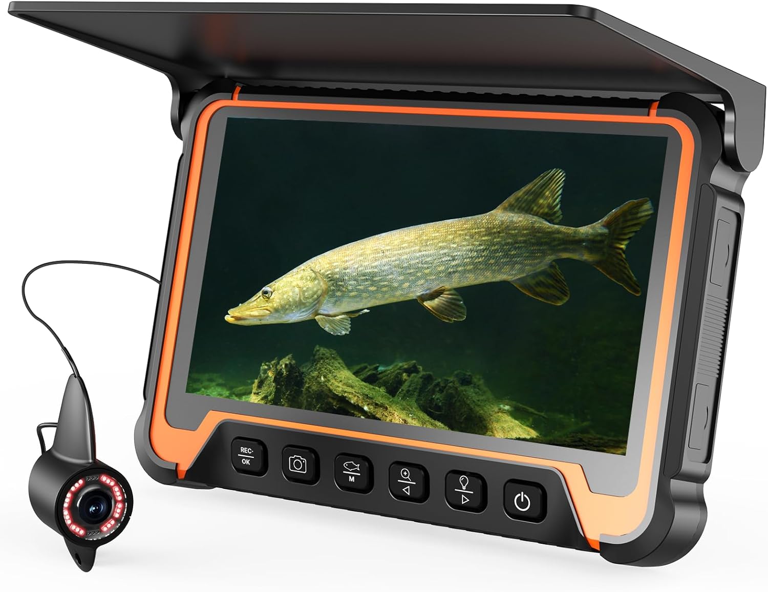 Eyoyo Underwater Fishing Camera, 5000mAh Battery, Infrared Night Vision, IP68 Waterproof Portable Fish Camera for Ice, Lake, Boat & Kayak Fishing