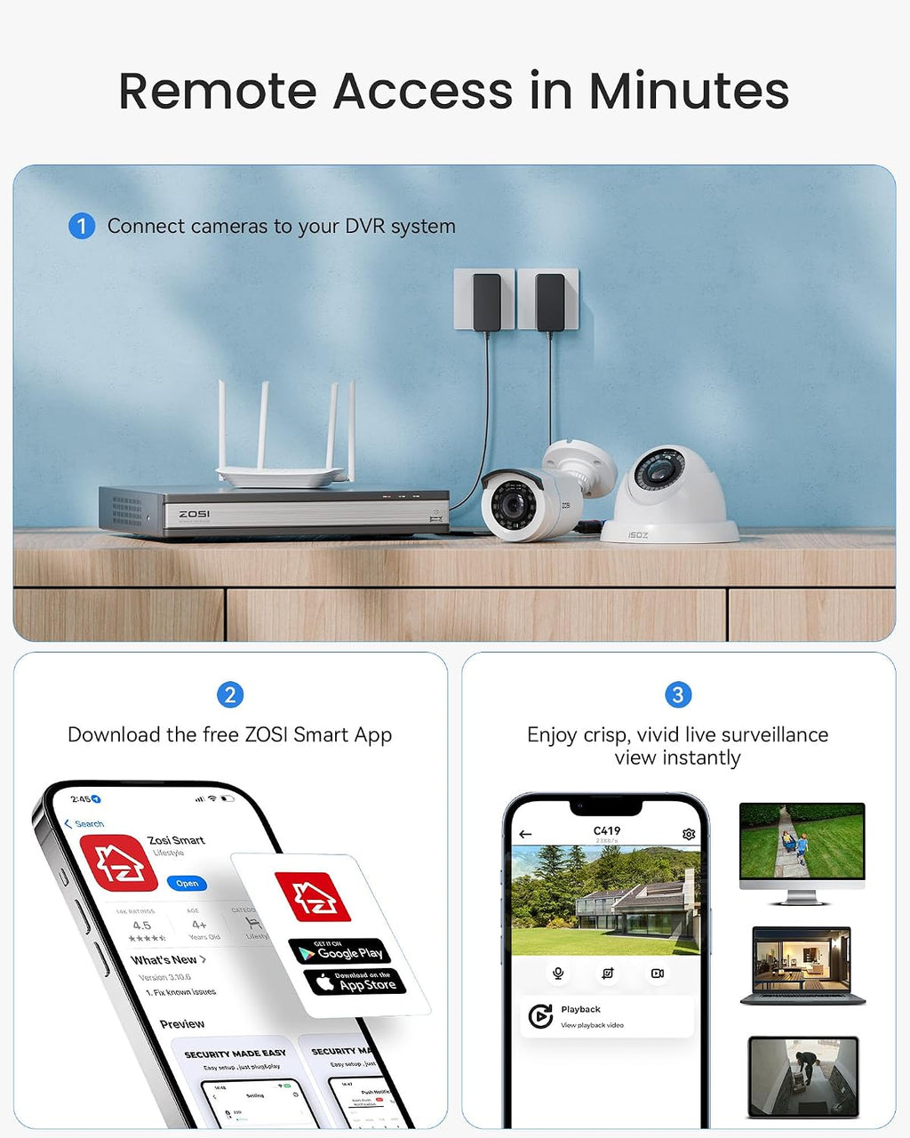 ZOSI 1080p 16 Channel Security Camera System Outdoor with AI Human Vehicle Detect, 12 x 2MP Weatherproof Surveillance CCTV Bullet Dome Camera, H.265+ DVR, 2TB HDD, 80ft Night Vision, 90° View Angle