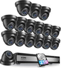 ZOSI 16 Channel Security Camera System 1080p, 2MP H.265+ Hybrid 16CH DVR with AI Human Vehicle Detect, 16 x 1080p CCTV Dome Camera Outdoor, 80ft Night Vision, 90° View Angle, Remote Access, 2TB HDD