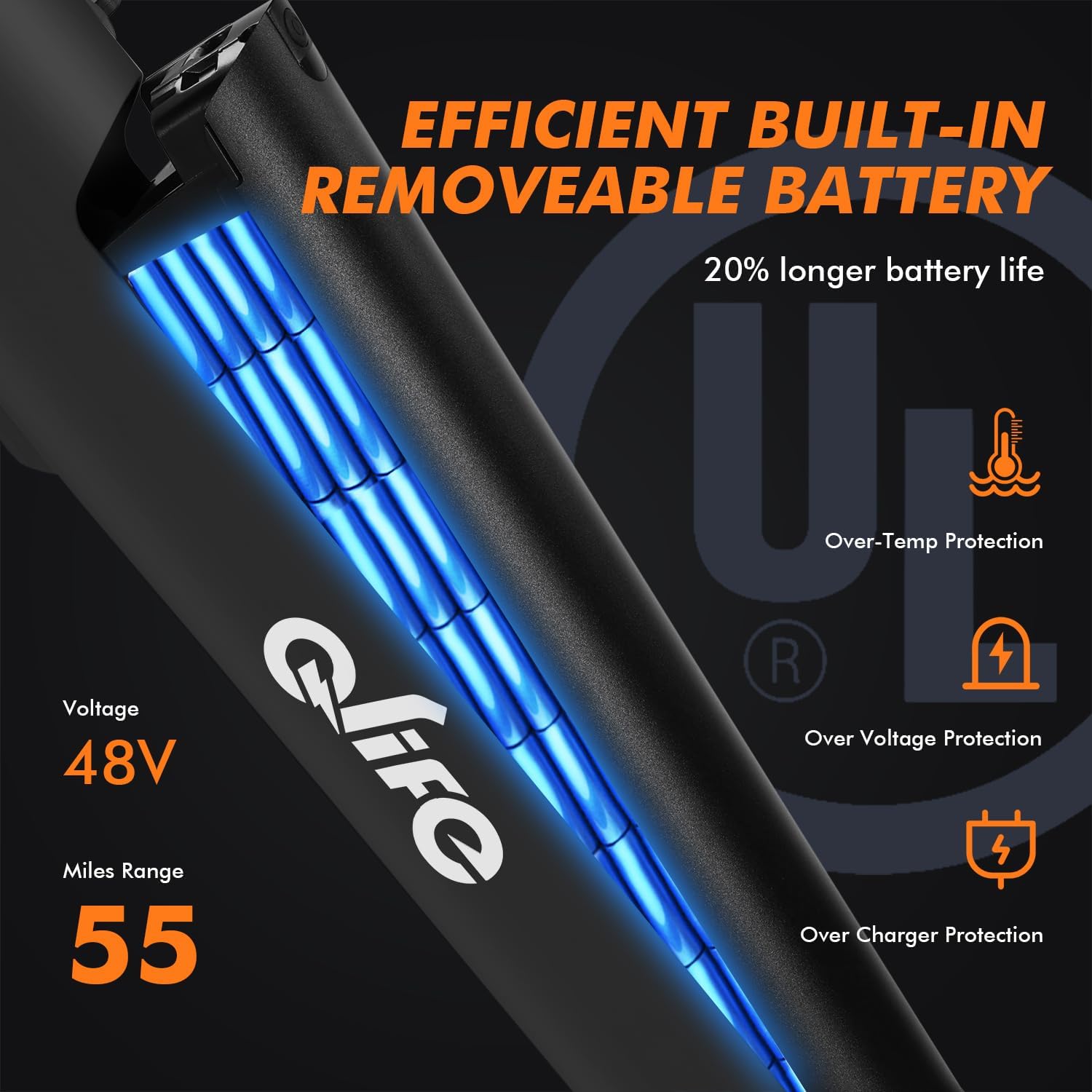Qlife Cityone Electric Bike for Adults & Teens, Step-Through Commuter Ebike, 1000W Peak Motor, 55-Mile Range, 48V Removable Battery, 26-Inch City Tires, 7-Speed, Up to 25 MPH