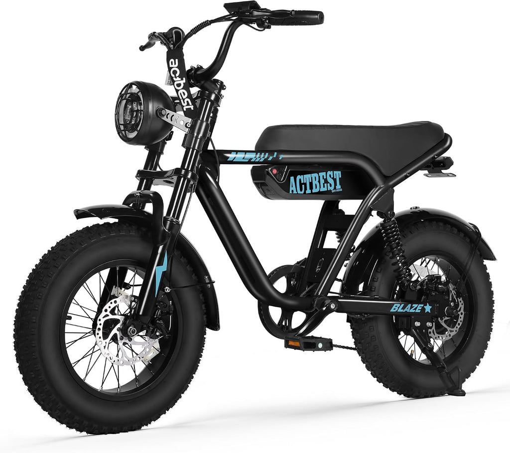ACTBEST 16'/20'/26' Fat Tire Electric Bike for Adults/Teens, 1200W/1500W Peak Motor, 25MPH/28MPH & 55-75 Miles Long Range, Full Suspension All-Terrain eBike for Mountain,Snow,Sand