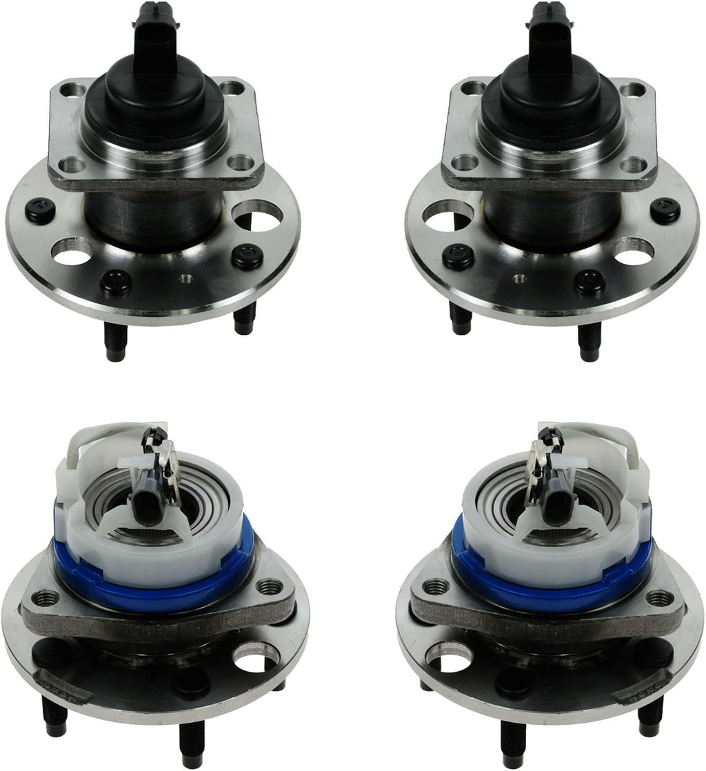TRQ 2 Piece Front Rear Wheel Bearing & Hub Assembly Set Compatible with 2000-2005 Buick Lesabre 2006-2011 Lucerne 1997-2005 Park Avenue 1997-1999 Riviera Cadillac DeVille DTS 1998-2004 Seville 1997-2