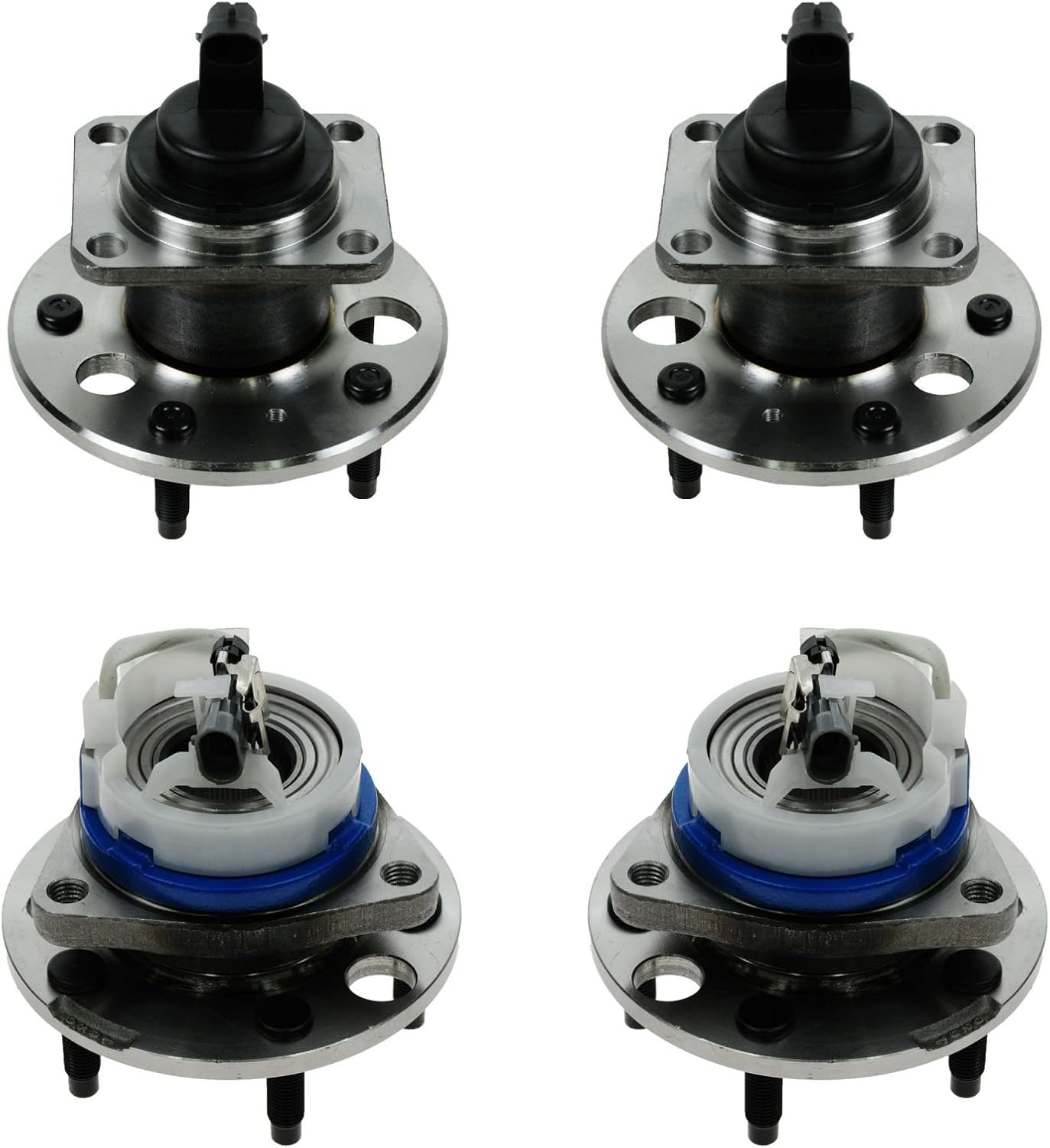 TRQ 2 Piece Front Rear Wheel Bearing & Hub Assembly Set Compatible with 2000-2005 Buick Lesabre 2006-2011 Lucerne 1997-2005 Park Avenue 1997-1999 Riviera Cadillac DeVille DTS 1998-2004 Seville 1997-2