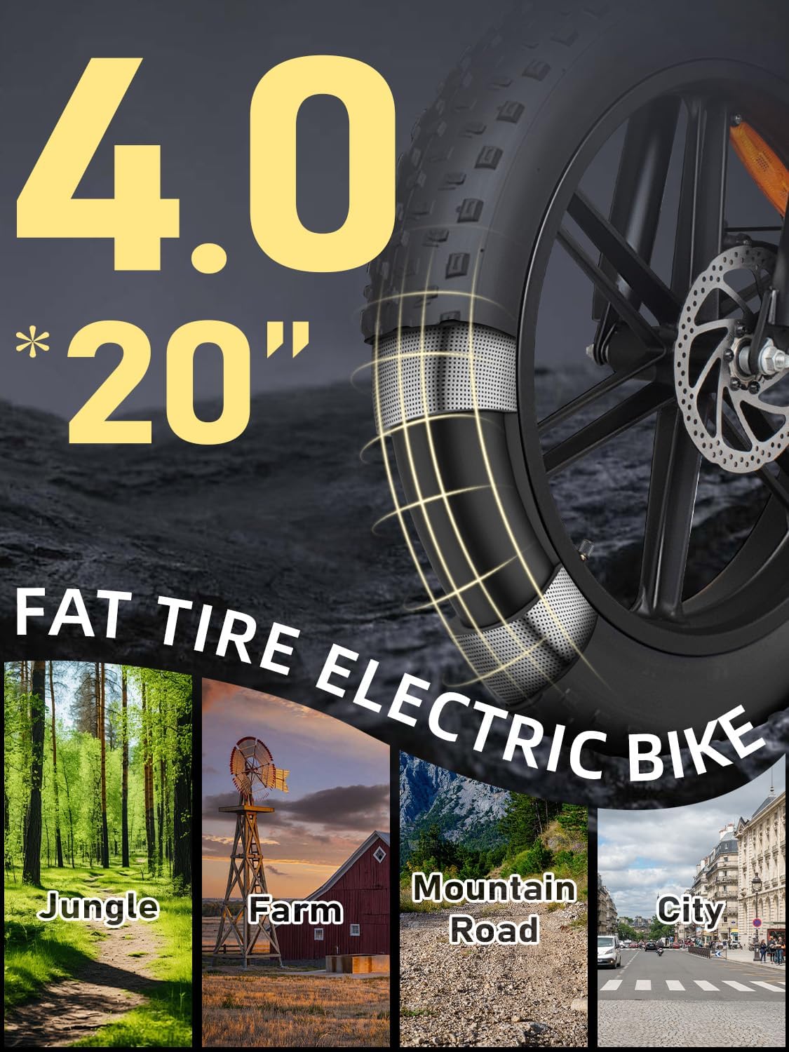 DEEPOWER Electric Bike for Adults,1500W Peak Motor,30MPH Ebike,48V 960WH Battery, 35-50 Miles,20' Fat Tire Electric Dirt Bike, Shaman0 7-Speed Ebikes
