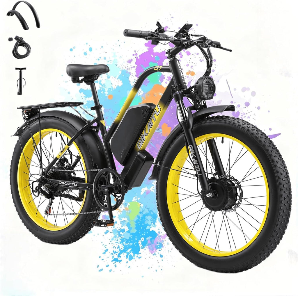 Q7 Peak 3000W Dual Motor Electric Bike - 60-Mile 48V 23Ah UL Certified eBike, 31MPH Fat Tire eBicycle with 5 Riding Modes, Hydraulic Brakes & LCD Display for Mountain/Snow/City
