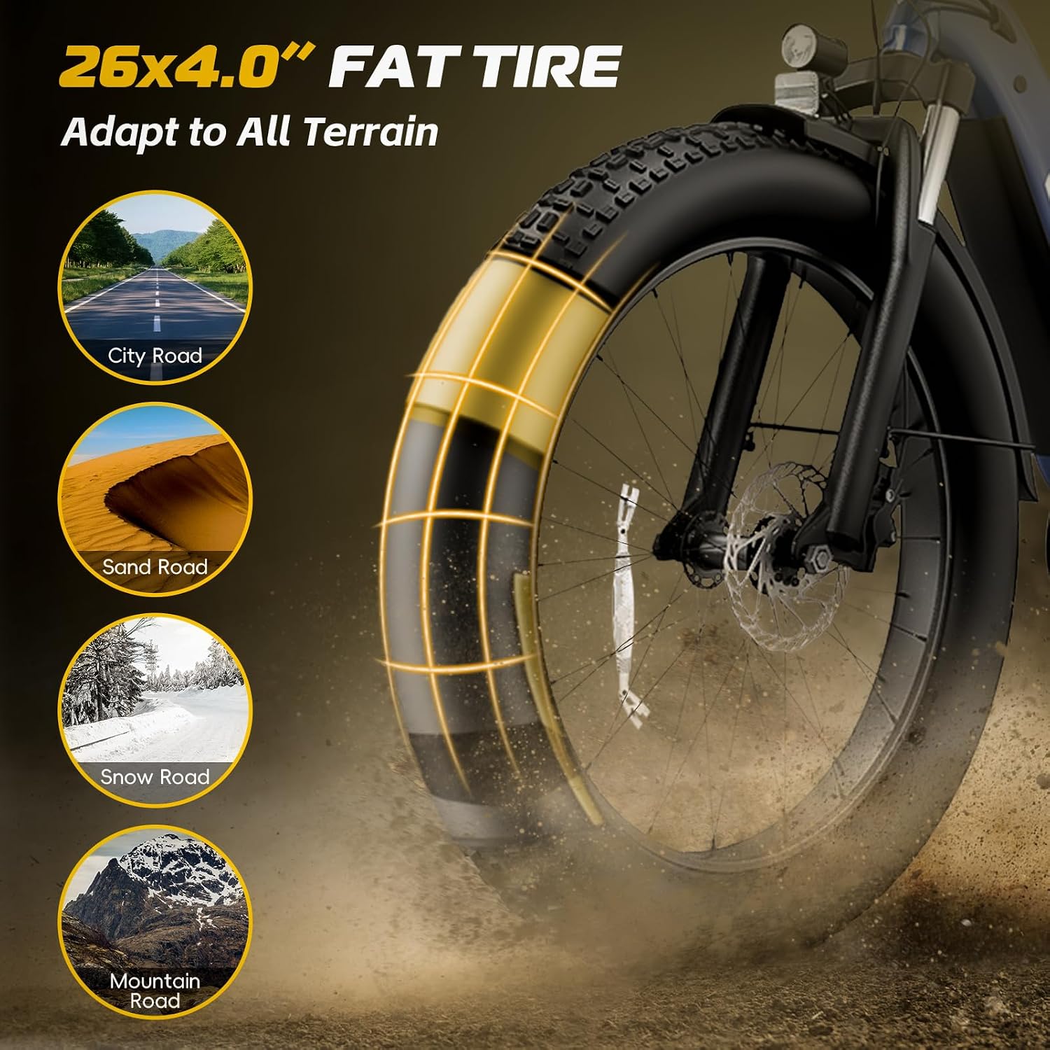 Vivi ACE07 Electric Bike for Adults, 26' x 4.0 Fat Tire Ebike, 750W Motor Electric Bike, 19.8MPH Ebikes for Adults with 48V 720WH Removable Battery, 7 Speed, SGS Certified to UL2849