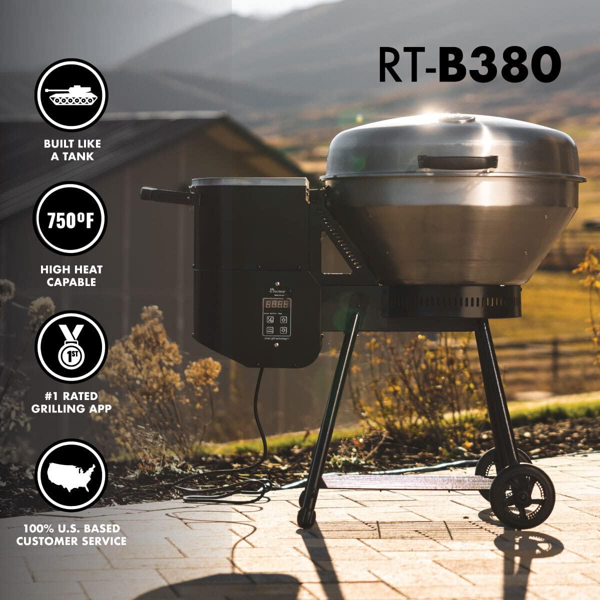 recteq Pellet Grill RT-B380 Bullseye, BBQ, Outdoor, and Electric Pellet Smoker Grill, Electric Smokers, Uses 100% Wood Pellets for Ribs, Brisket, Chicken, Sear, Smoke