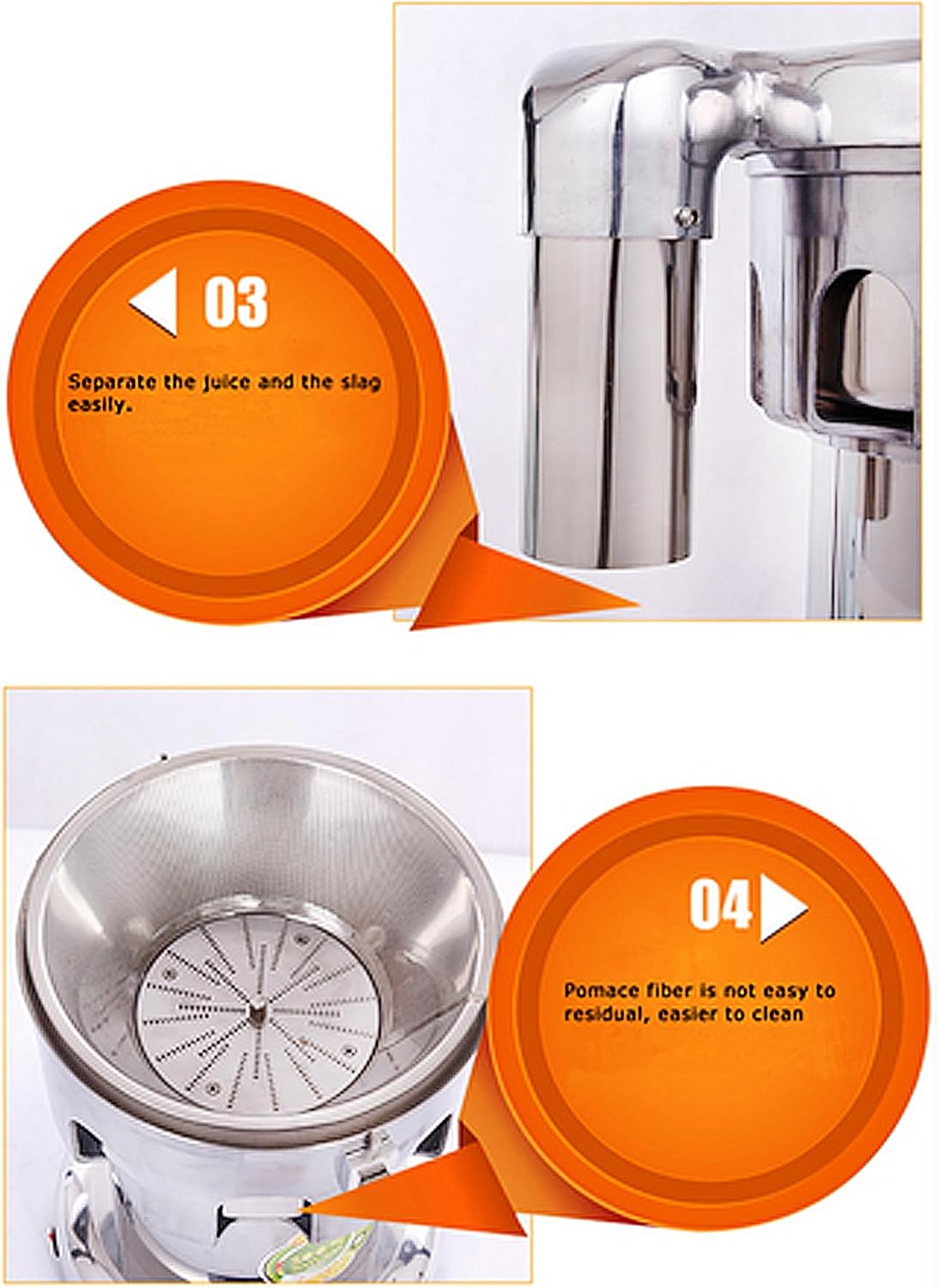 Fruit and Vegetable Juicer Centrifugal Fruit Juicer Electric Vegetable Juice Maker Commercial Fruit Juice Making Machine Fruit Juicer Presser Stainless Steel Juice Extractor Maker 110V
