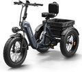 Electric Trike for Adult with 960W Peak Motor, 48V 17.4AH Cells Battery, Pickup Class 500 LB Load Electric Tricycle with 20' Fat Tire and Large Basket, 60 Miles Range, for City and Mountain Road
