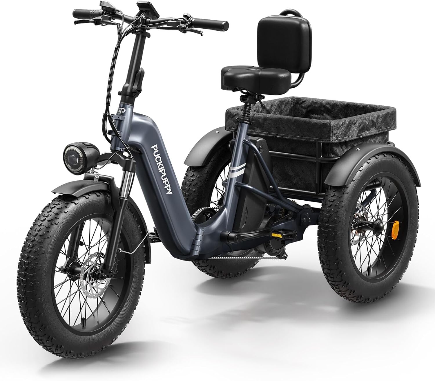 Electric Trike for Adult with 960W Peak Motor, 48V 17.4AH Cells Battery, Pickup Class 500 LB Load Electric Tricycle with 20' Fat Tire and Large Basket, 60 Miles Range, for City and Mountain Road