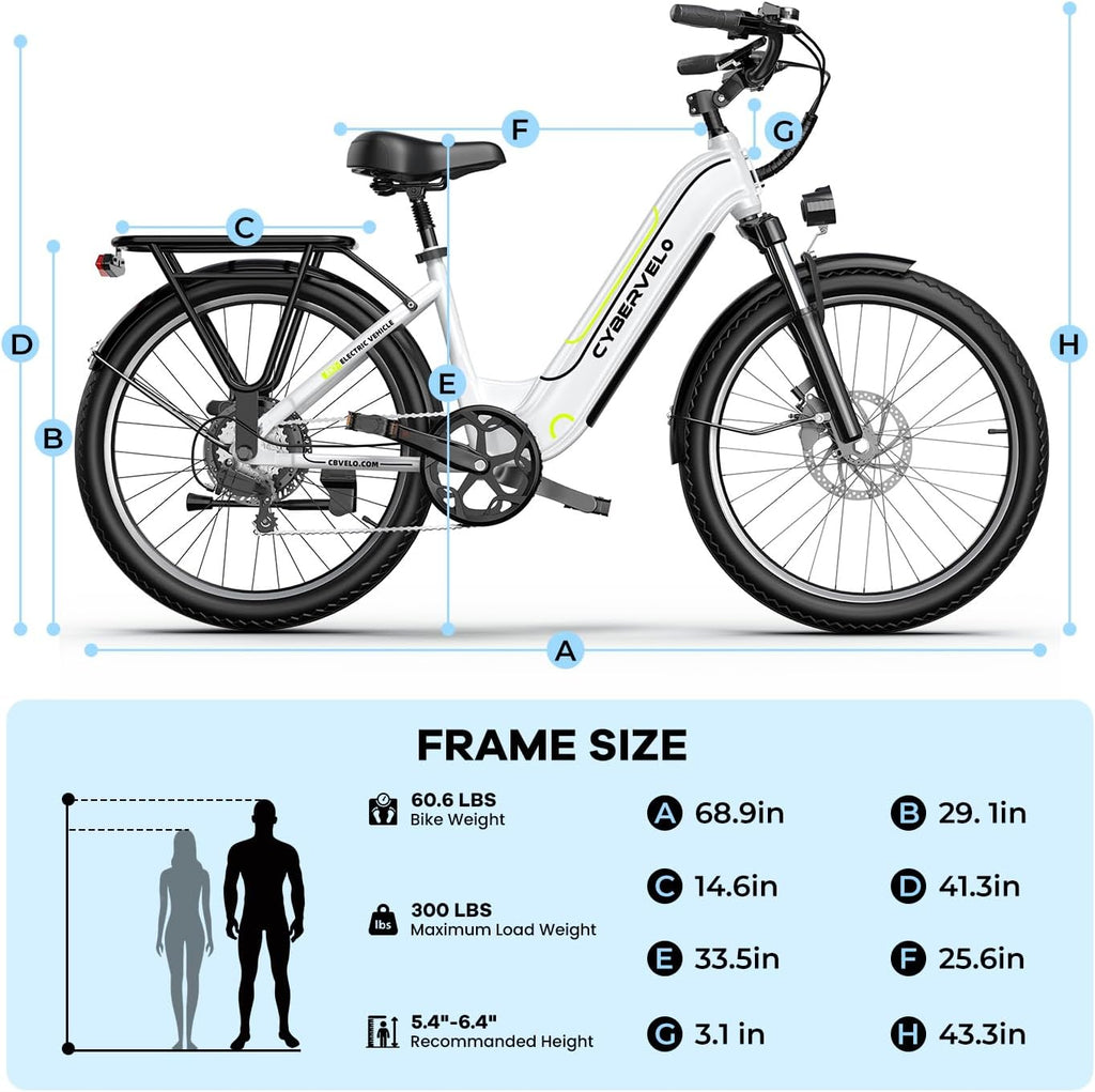 1000 Peak Electric Bike for Adults,up 80 Miles Removable Battery Ebike, 26' Electric E Bike with 7-Speed,Adult Electric Bicycles for Commute Beach Snow White Womens All Terrain
