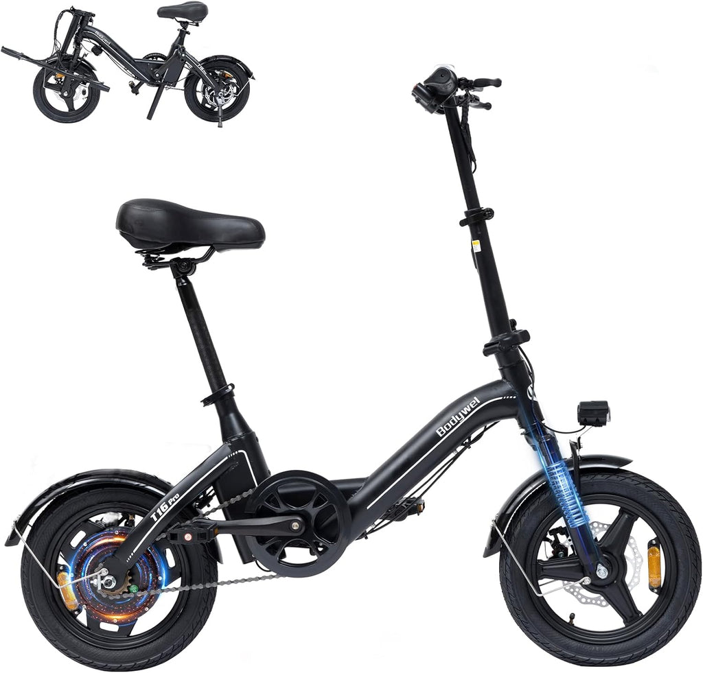 Bodywel Electric Bike for Adults, 14'/16''/20'' Ebike for Commuting, 750W/1500W Peak Motor Electric Bicycles, Foldable EBikes for Adults and Teens