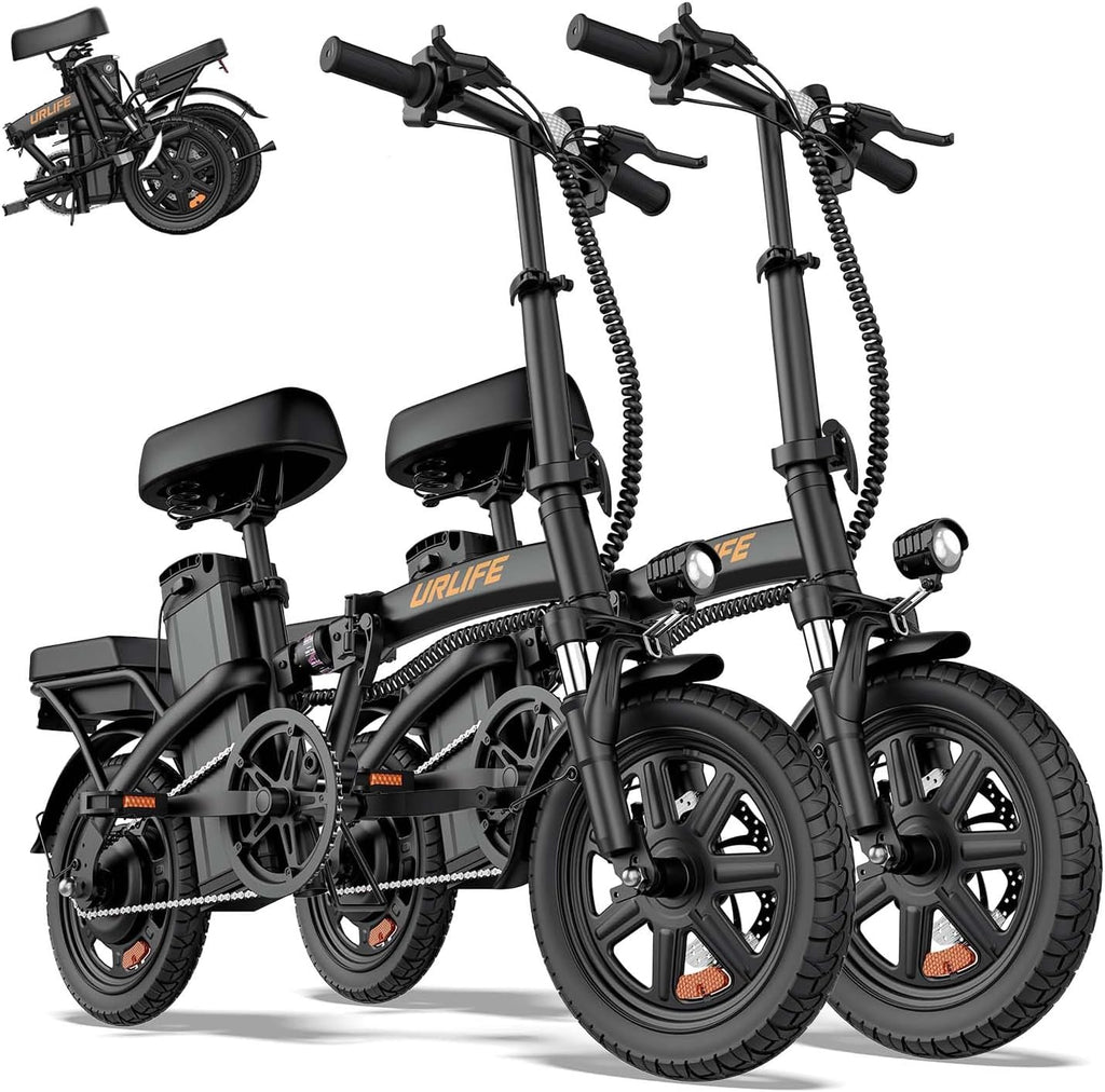URLIFE Folding Electric Bike for Adults, 14' Portable Commuter ebikes, 20-40 Mile Long Range, 500W Peak Motor, 20MPH, UL 2849 Mini Bikes for Teens