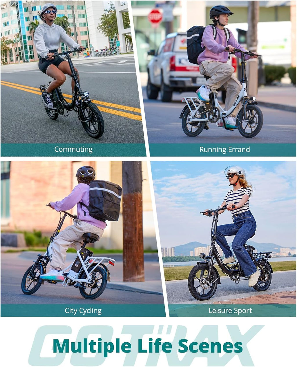 Gotrax 16' Folding Electric Bike, Max 28Miles Range(Pedal-Assist) & Speed 15.5Mph Power by Peak 500W, E-Bike with Removable Battery, Suspension & Adjustable Size, Commuter Bicycle for Adults/Teens