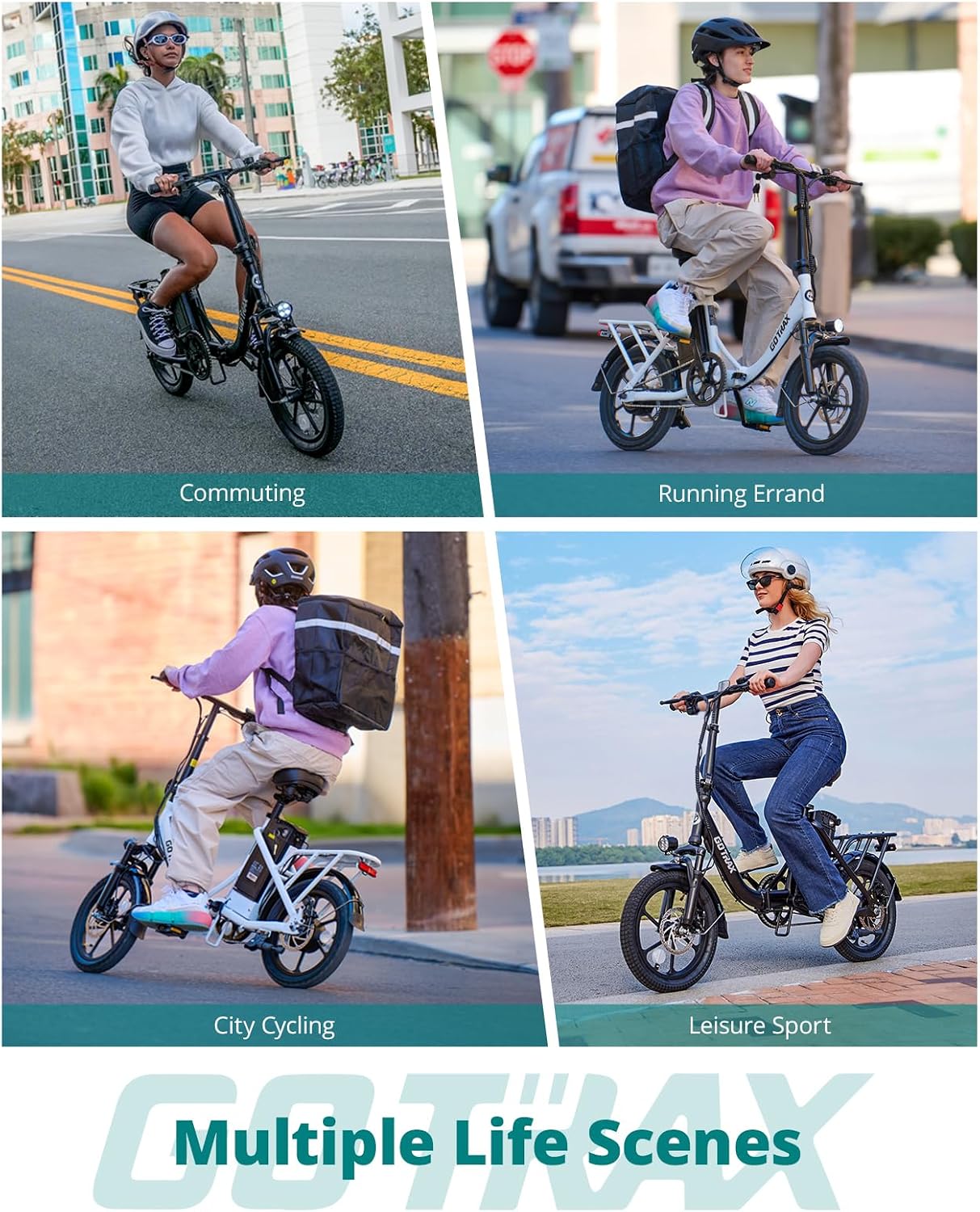 Gotrax 16' Folding Electric Bike, Max 28Miles Range(Pedal-Assist) & Speed 15.5Mph Power by Peak 500W, E-Bike with Removable Battery, Suspension & Adjustable Size, Commuter Bicycle for Adults/Teens
