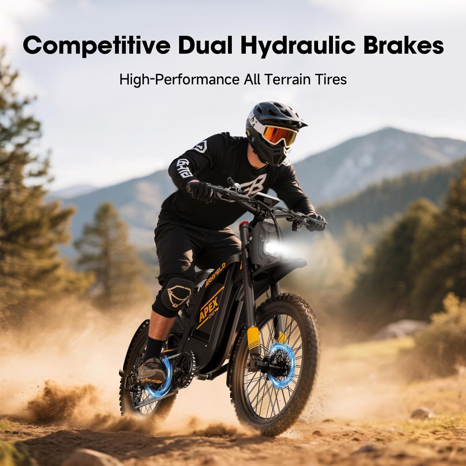 Electric-Dirt-Bike for Adults-Mountain-Motorcycle with 1536Wh Battery 32AH, Max 37 MPH and 80Miles Range E-Bike, Peak 3000W Brushless Motor, 25Inch Fat Tire and Front Fork Suspension, Orange