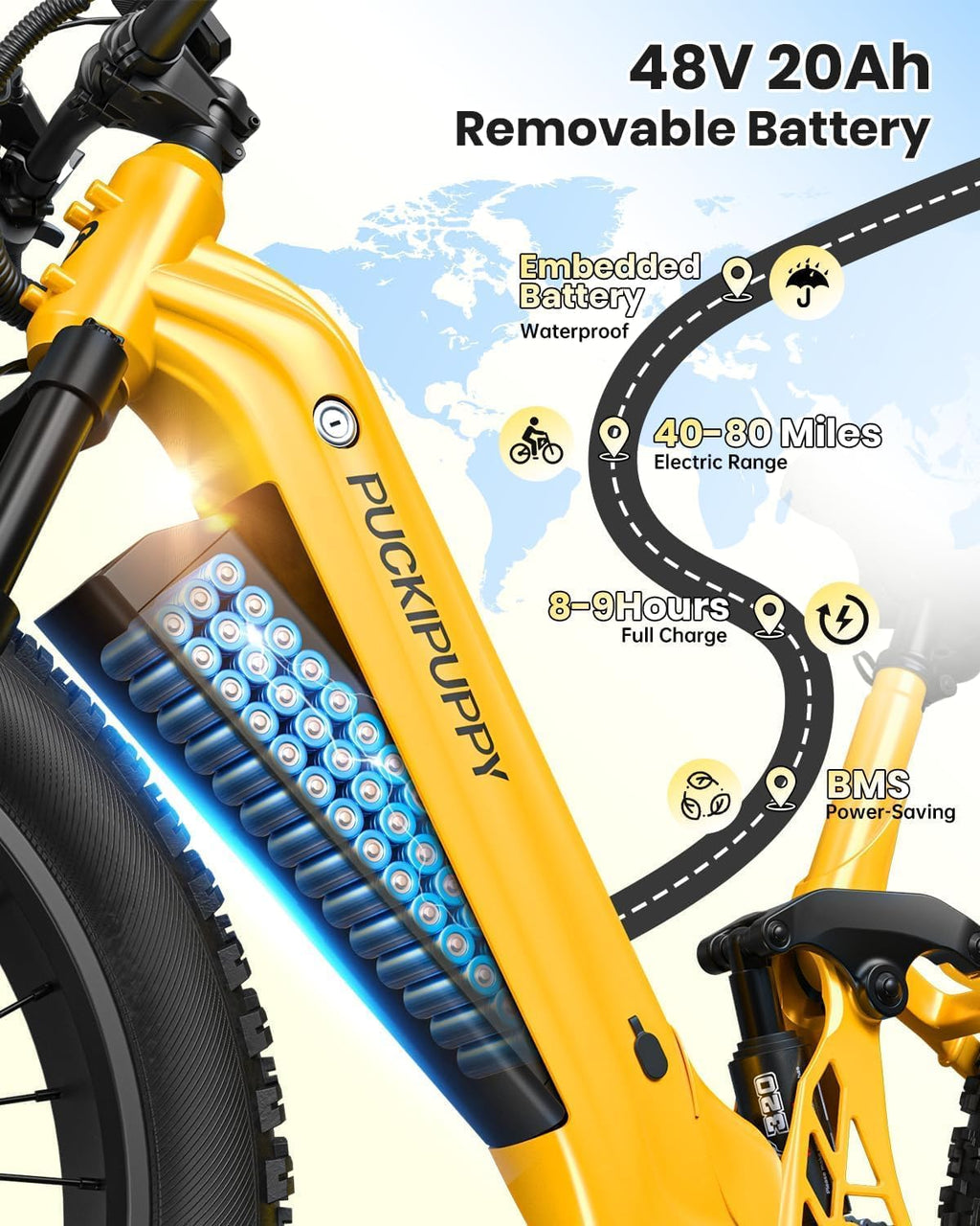 Ebike+A Luxury Accessory Pack, Electric Bike for Adults 960W, 48V 20AH Battery Adult Electric Bicycles, 26' Fat Tire Full Suspension Step-Thru Ebike, 28MPH Mountain Ebike, 7 Speed, 80Miles Range
