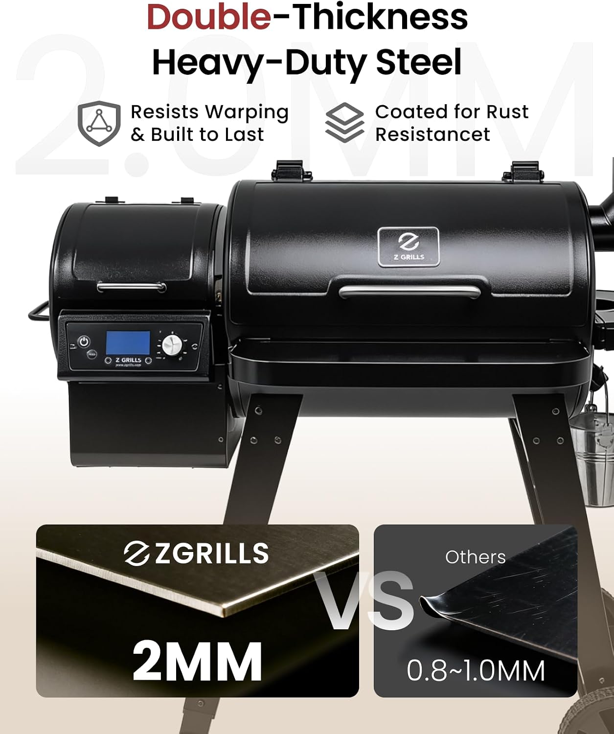 Z GRILLS Wood Pellet Grill & Smoker, PID V3.0 Controller, Meat Probe, 8 in 1 Outdoor BBQ Grill Auto Temperature Control, 459 Sq in Black, 450A
