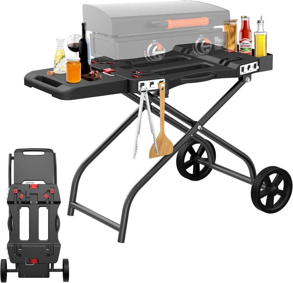 Outdoor Grill Stand for Weber Q1200, Q1000, Q2200, Q2400, Portable Grill Cart for Blackstone 17'& 22' Table Top Griddles, for Weber Grill,Griddle Stand for Blackstone,for Travel and Camping