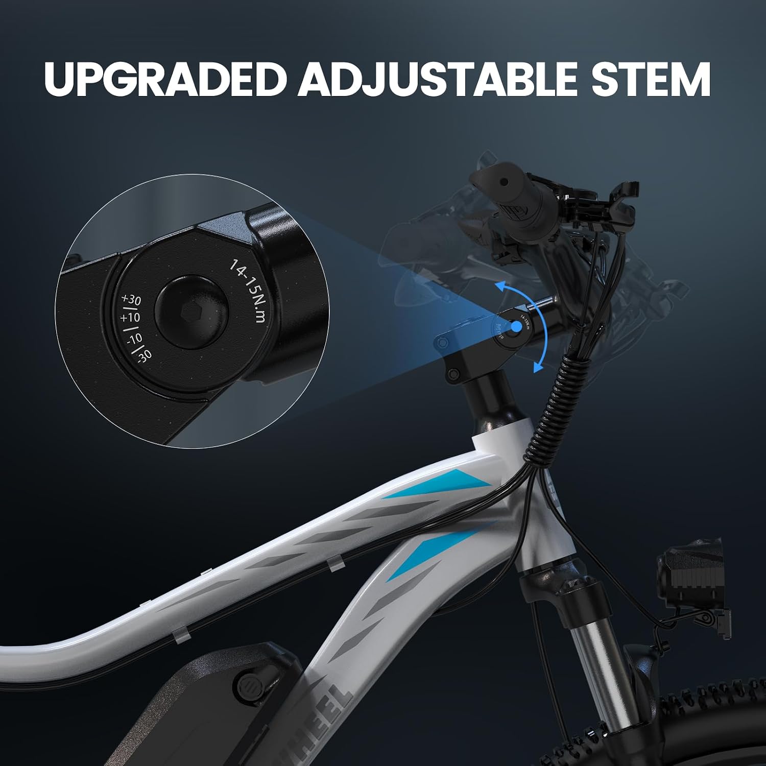 5TH WHEEL Mate Electric Bike for Adults, 1000W Peak Motor, 23MPH Top Speed, 468WH Removable Battery, 26 inch Commuting & Mountain E-Bike with Color LCD Display, 7-Speed Gears & Adjustable Stem Bicycle