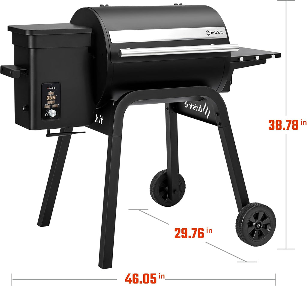 Brisk It Zelos-450 WiFi A.I. Electric Wood Pellet Smoker Grill - Smart Grill With Waterproof Cover– 450 sq.in Cooking Area,7-in-1 Outdoor Grill & Smoker, PID Controller (Up to 500°F), Meat Probe