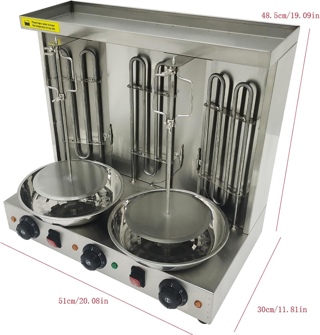 Electric Shawarma Grill Machine with 3 Burners Electric Turkish Barbecue Machine Vertical Rotating Broiler for Commercial and Home Use 110V 3600W