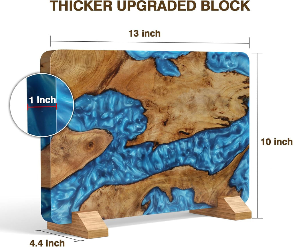 HOSHANHO Resin Magnetic Knife Block, Double Sided Magnetic Knife Holder and Kitchen Knife Organizer Storage, Thickened Acacia Wood Universal Knife Block for Chefs