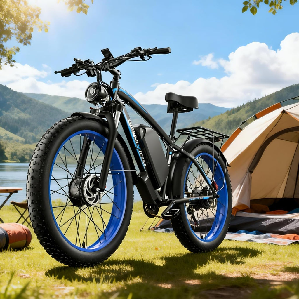 E Bike for Adults, Peak 6000W Dual Motor Electric Bike, 52V 32AH Battery 45 M P H Up to 100 Miles EBike, Front Suspension 7-Speed 24' Fat Tire Electric Commuter Bike, UL2849 Certified By SGS