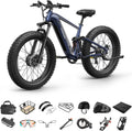 PUCKIPUPPY Dual Motor Electric Bike for Adults 1600W, 48V 20AH Battery with Torque Sensor, Full Suspension, 26' Fat Tire, 28MPH, 80 Mile Range, 8 Speed Mountain Electric Bicycle Golden Retriever Pro