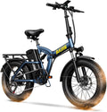 bluebiko 1000W Folding Electric Bike, 48V 20AH Large Removable Battery E Bike, 80 Miles Max Range, 20' Fat Tire Electric Bike for Adults, Adult Electric Bicycles for Commute Beach Snow