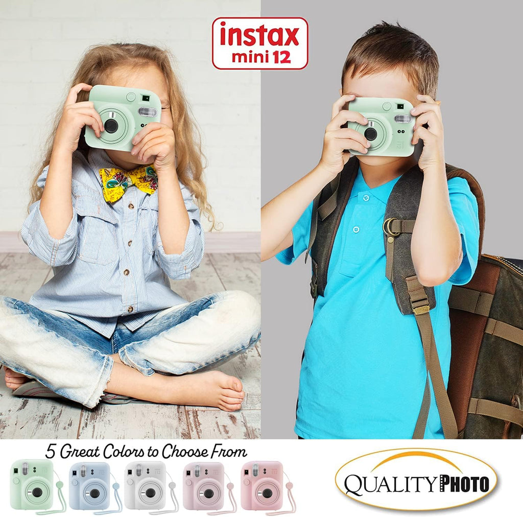 Fujifilm Instax Mini 12 Instant Camera with Case, 20 Fujifilm Prints, Decoration Stickers, Frames, Photo Album and More Accessories (Mint Green)