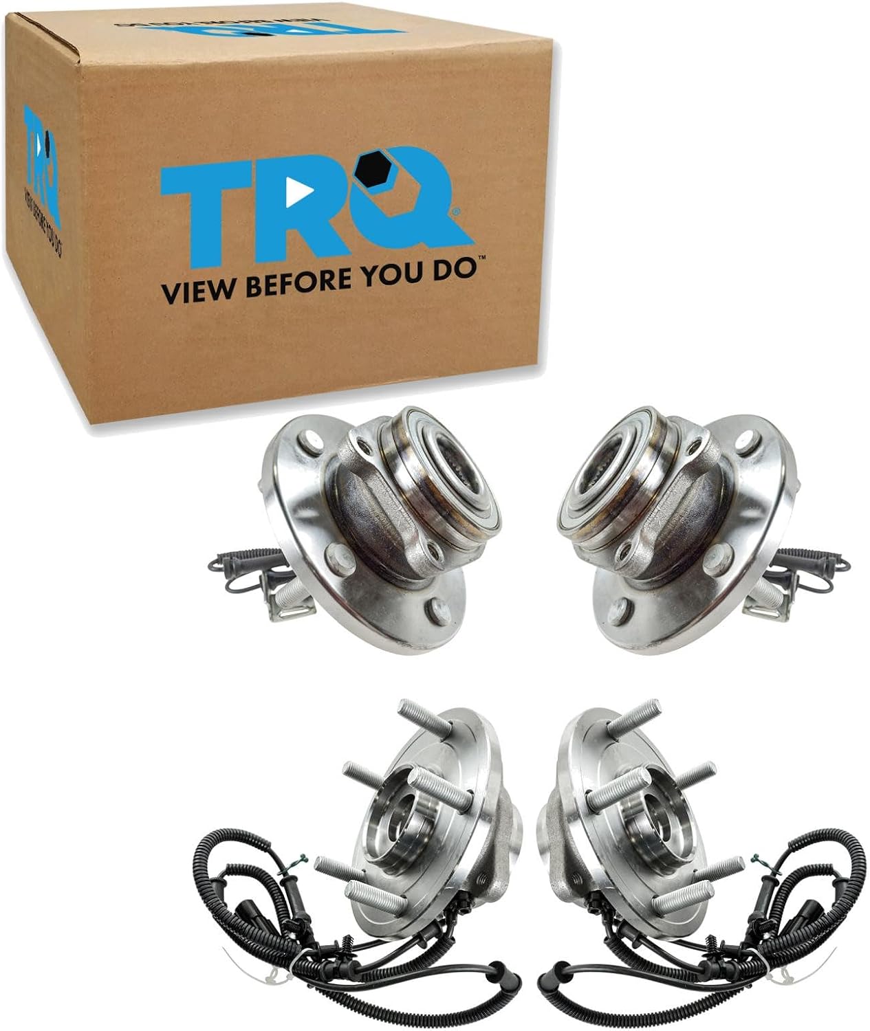 TRQ 2 Piece Front Rear Wheel Bearing & Hub Assembly Set Compatible with 2008-2011 Chrysler Town & Country Dodge Grand Caravan 2009-2011 Volkswagen Routan