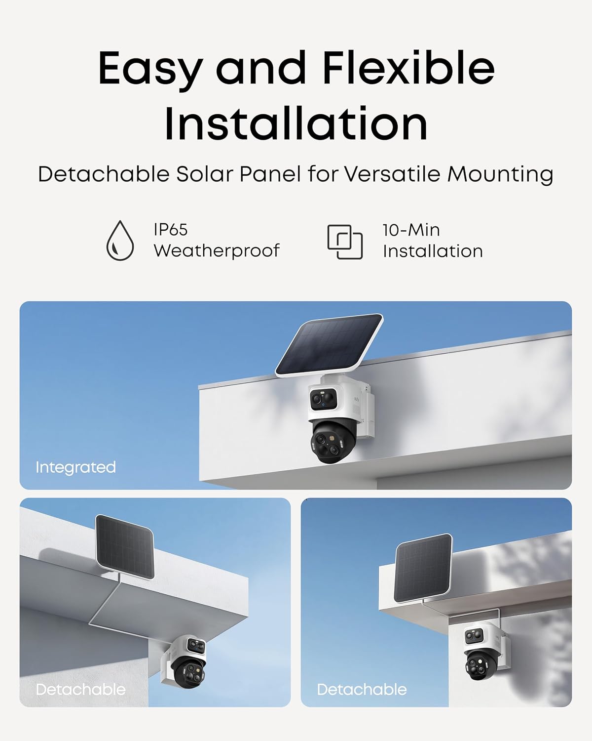 eufy Security eufyCam S4,4K Solar Camera Wireless Outdoor, Triple Lens Bullet-PTZ Cam, 360° View, 8X Auto Zoom, AI Recognition,AI Track, Color Night Vision, 0 Monthly Fee, Built in 32 GB Storage