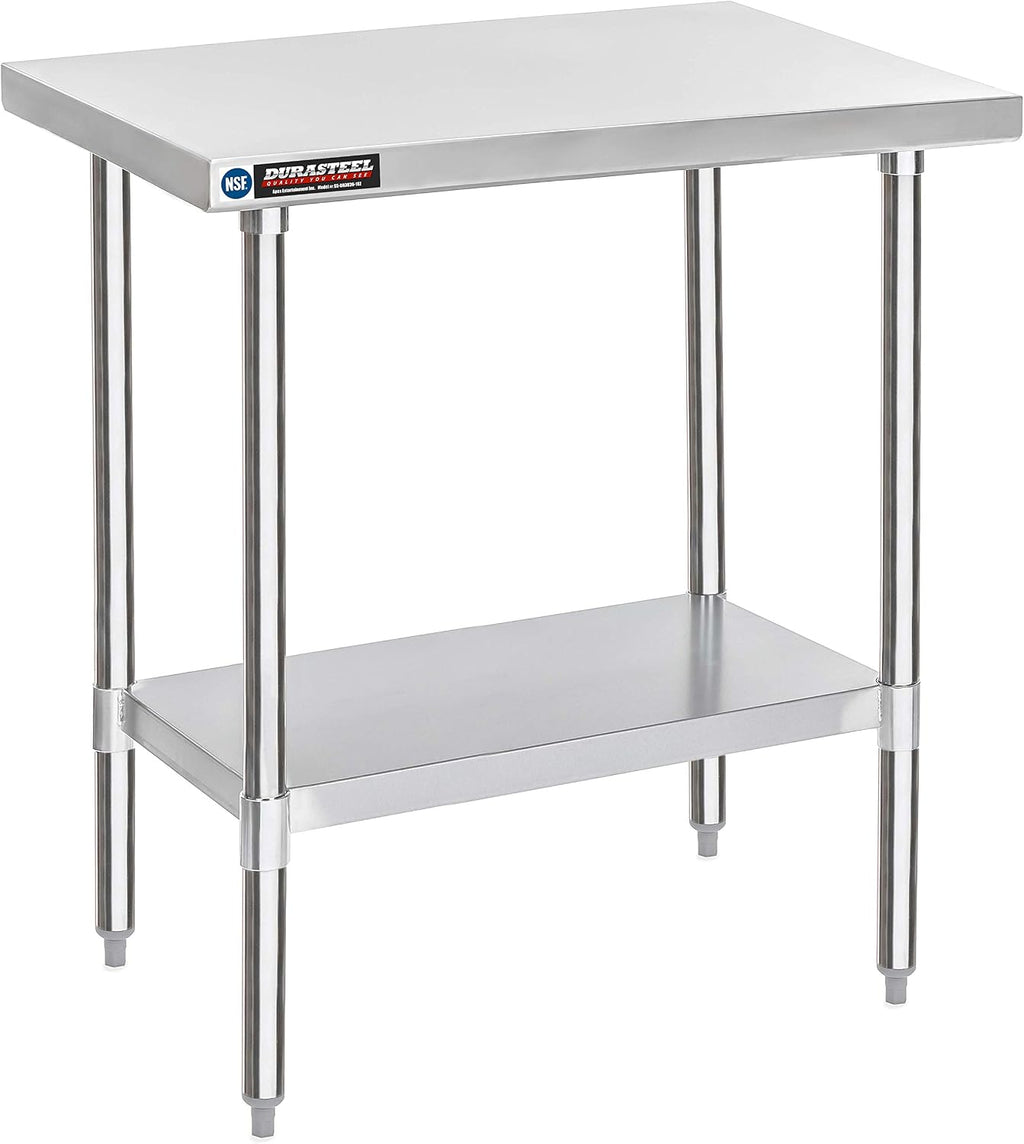 DuraSteel 30x36 Stainless Steel Work Table - NSF Commercial Prep Metal Table - Outdoor Pizza Oven Stand w/Under Shelf - Kitchen Island Laundry Utility Garage Microwave Stand Large Rolling Storage Cart
