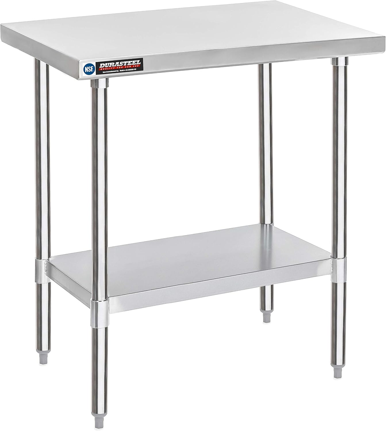 DuraSteel 30x36 Stainless Steel Work Table - NSF Commercial Prep Metal Table - Outdoor Pizza Oven Stand w/Under Shelf - Kitchen Island Laundry Utility Garage Microwave Stand Large Rolling Storage Cart