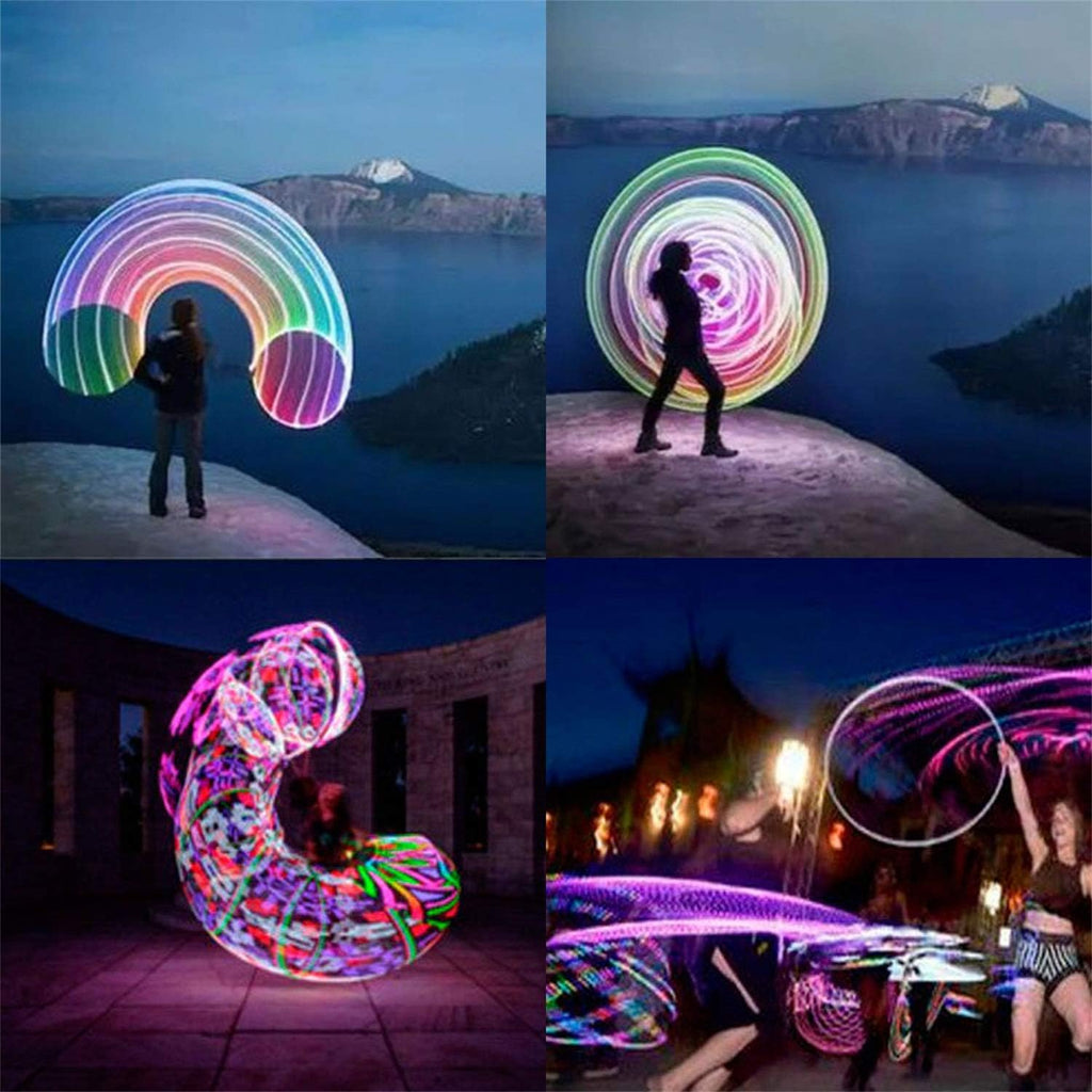 6Pack LED Hoop Dance Exercise Light Up Hoop for Adults, 36in Fitness Equipment Weight Loss Auto Color Changing Strobe Glow Light, 90cm for Hooper(Two AA Batteries are Needed. Not Included)