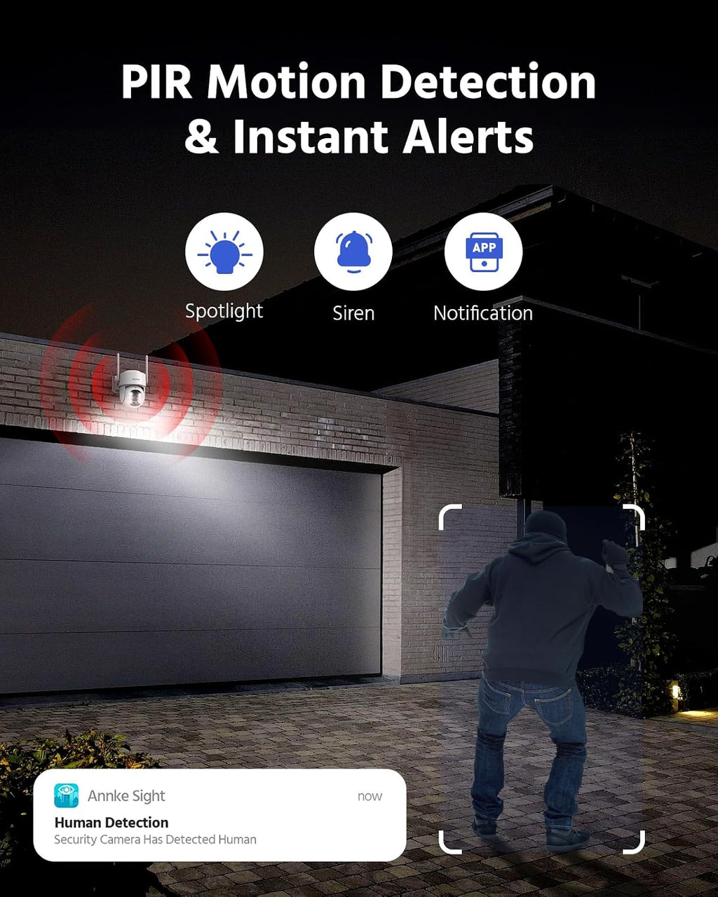 ANNKE 2.5K Wireless Security Camera Outdoor, 5MP 2-Cam Kit Solar Surveillance System, PIR Human Detection, 360° Pan&Tilt, Compatible with Alexa, Color Night Vision, No Monthly Fee, 64GB Memory Card