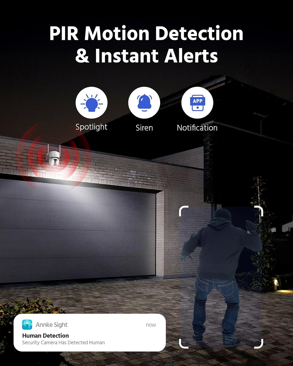ANNKE 2.5K Wireless Security Camera Outdoor, 5MP 2-Cam Kit Solar Surveillance System, PIR Human Detection, 360° Pan&Tilt, Compatible with Alexa, Color Night Vision, No Monthly Fee, 64GB Memory Card